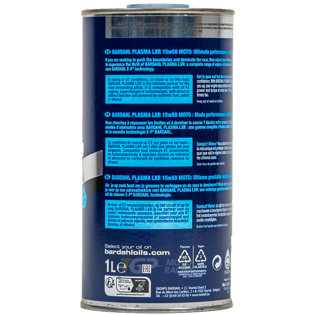 Bardahl 15W50 Plasma LXR - 1 Litro de Óleo Premium 