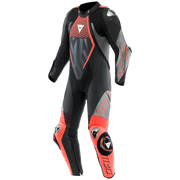 Dainese Audax D-ZIP fato de couro integral – fato de corrida perfurado | Homens | Preto/Vermelho 