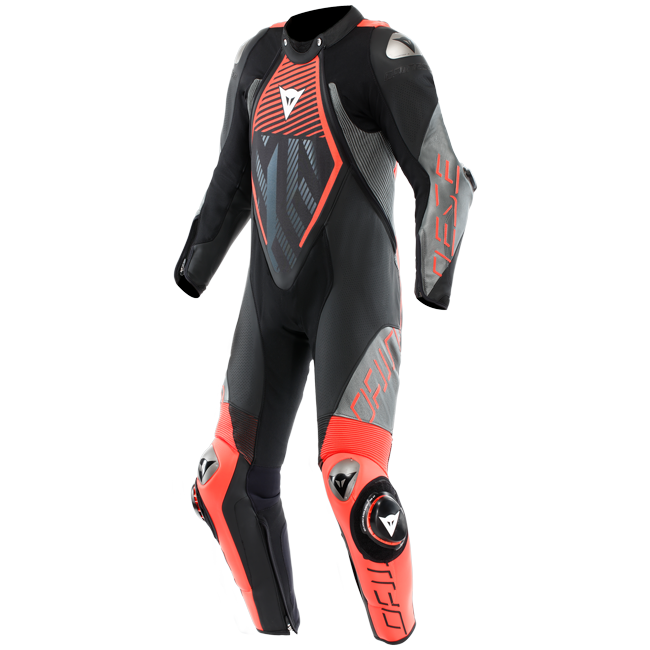 Dainese Audax D-ZIP fato de couro integral – fato de corrida perfurado | Homens | Preto/Vermelho 
