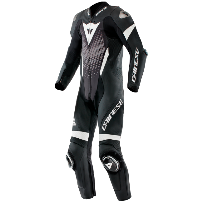 Dainese Laguna Seca 6 Macacão de Couro Inteiro – Macacão de Corrida Perfurado | Homens | Preto/Branco 