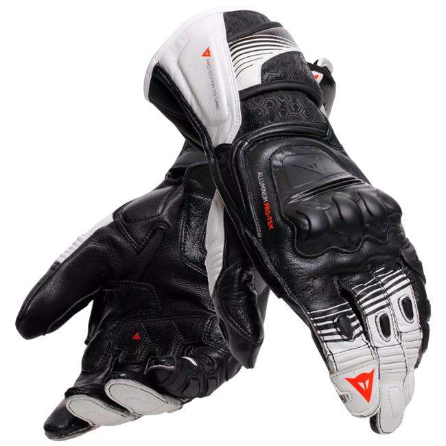 Luvas de pele Dainese Fiero Racing para motocicleta | Homem | Preto/Branco | 2018100025N3200 