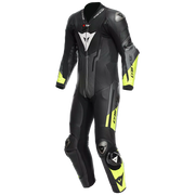 Dainese Misano 3 D-AIR® Macacão de Couro – Vestuário de Corrida com Airbag Perfurado | Masculino | Preto/Amarelo Neon 