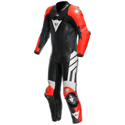Dainese Mugello 3 D-AIR® Macacão de Couro Integral – Macacão de Corrida com Airbag Perfurado | Homens | Preto/Vermelho 