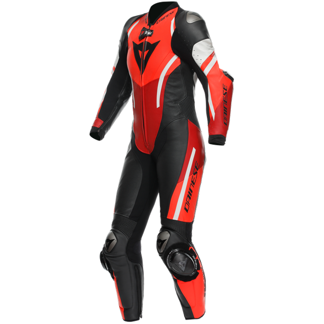 Dainese Misano 3 Lady D-AIR® Macacão de Couro – Macacão de Corrida com Airbag Perfurado | Mulheres | Vermelho 