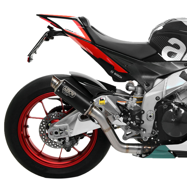 Kit de Escape Arrow Slip-On Dark GP2 em Aço Inoxidável para Aprilia RSV4/RR/RF (17-18) 71542GPI 