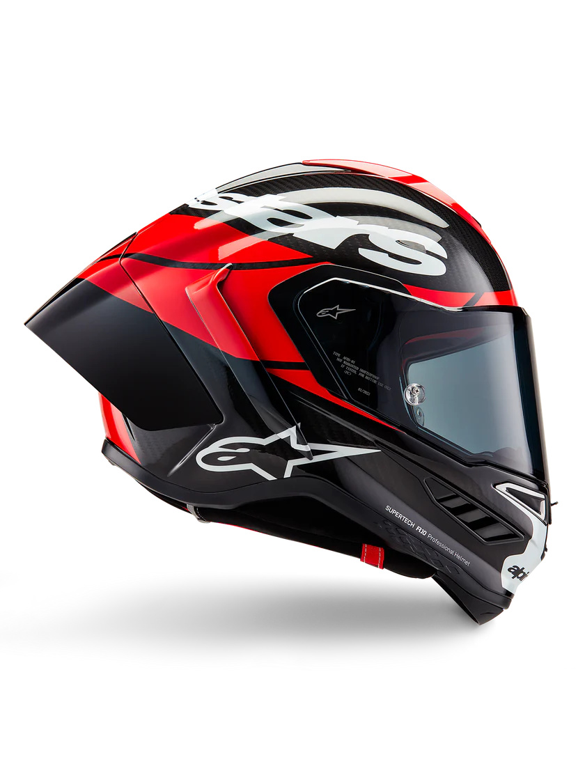Alpinestars Supertech R10 Element Capacete Carbono Carb Brilhante Vermelho Branco 8200324-1363 