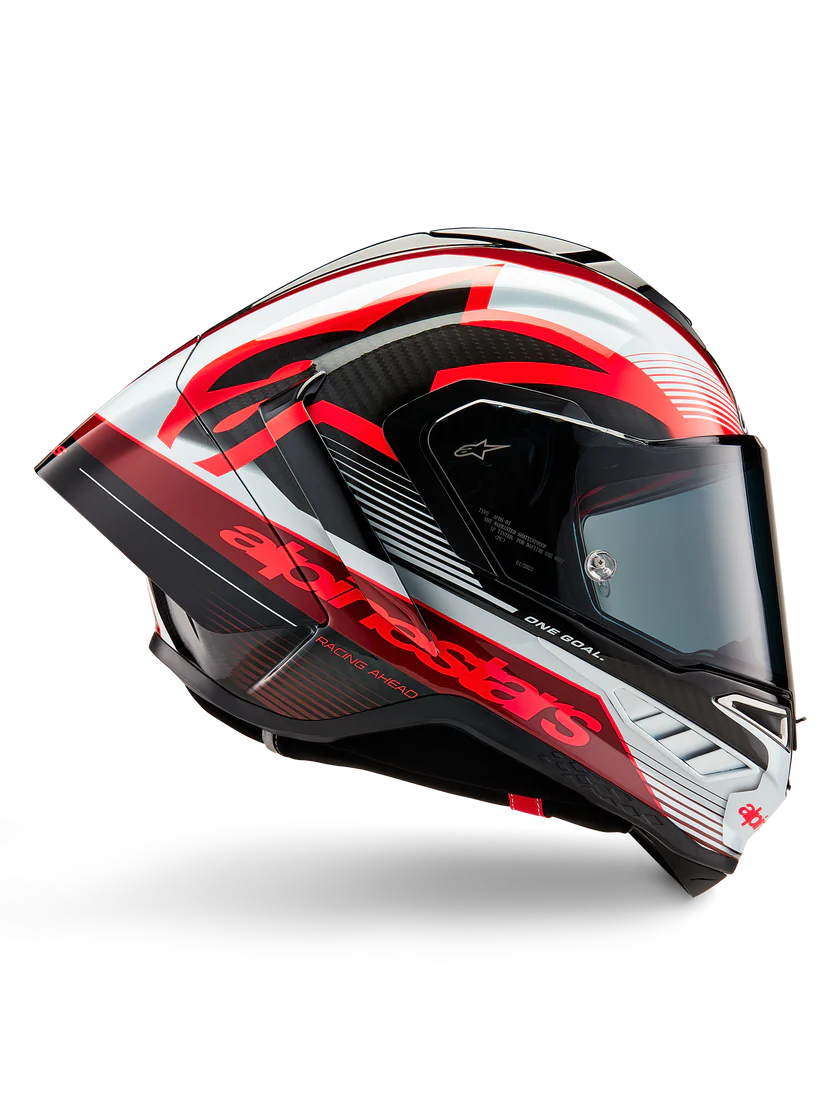 Capacete Alpinestars Supertech R10 Team Carbon Carb Vermelho Branco Brilhante 8200224-1352 