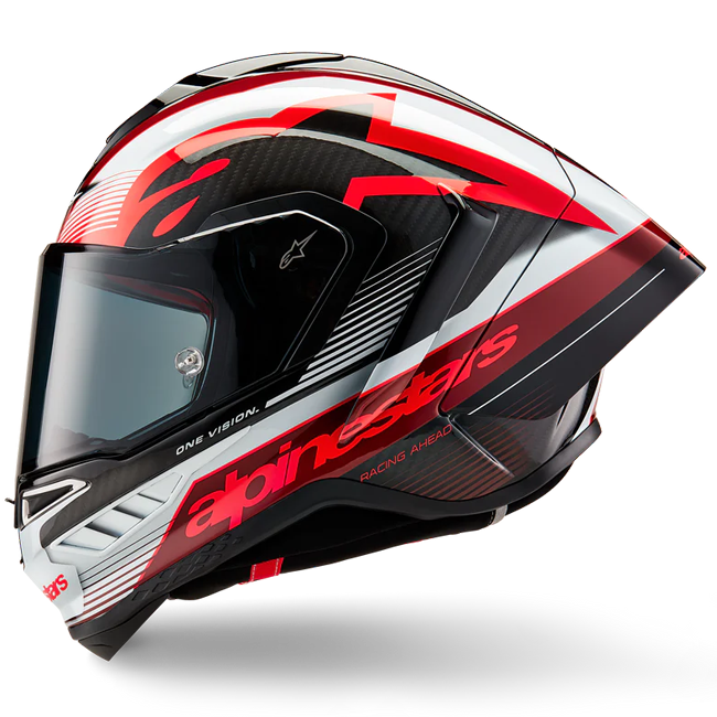 Capacete Alpinestars Supertech R10 Team Carbon Carb Vermelho Branco Brilhante 8200224-1352 