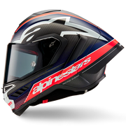 Capacete Alpinestars Supertech R10 Team Carbon Carb Vermelho Fluorescente Azul Escuro Fosco 8200224-1383 