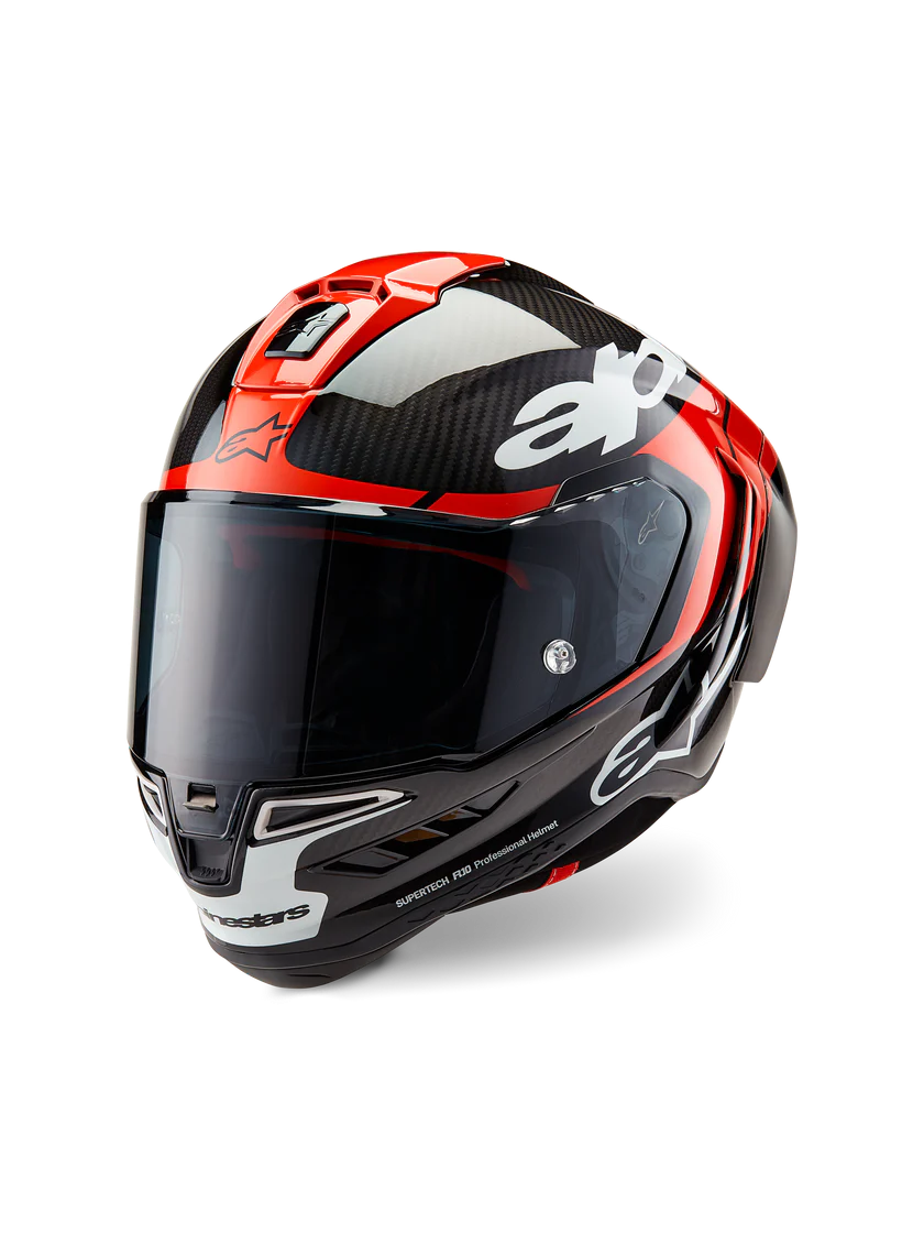 Alpinestars Supertech R10 Element Capacete Carbono Carb Brilhante Vermelho Branco 8200324-1363 