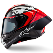 Alpinestars Supertech R10 Element Capacete Carbono Carb Brilhante Vermelho Branco 8200324-1363 