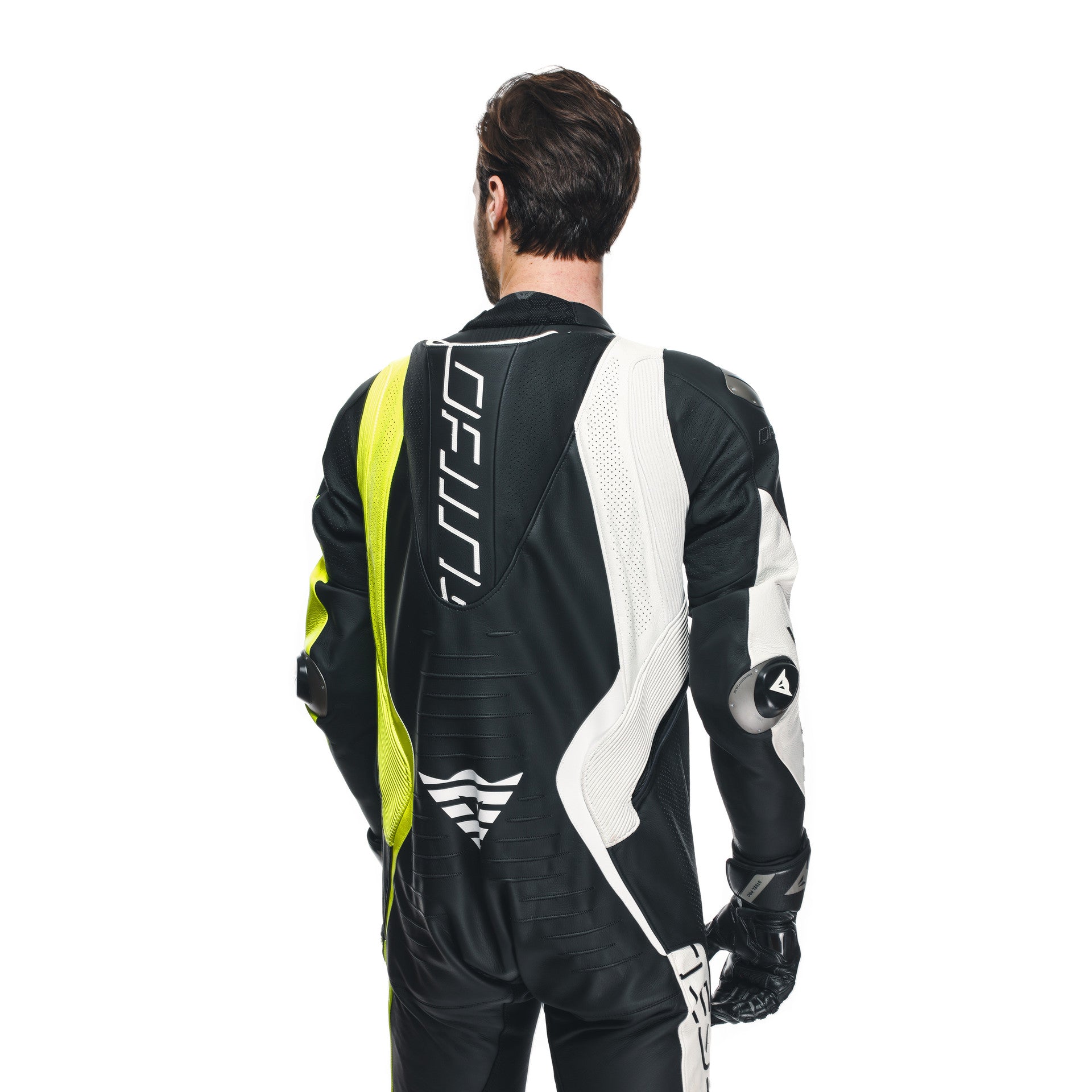 Dainese Audax D-ZIP fato de couro de uma peça – fato de corrida perfurado | Homens | Preto/Amarelo Neon 