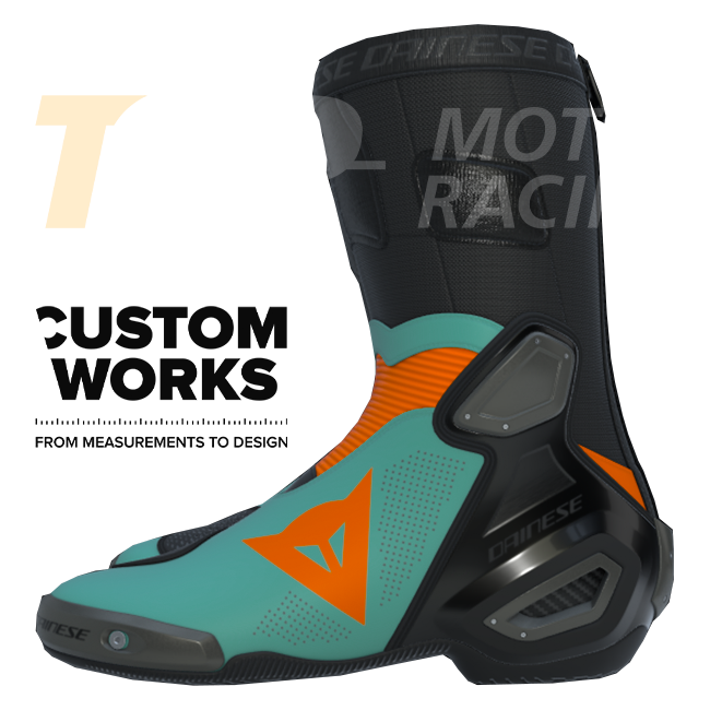 Botas de Moto de Rua e Racing Dainese Axial 2 Air | Homem | Laranja Fluorescente / Azul Mar da Sardenha | Custom Works 