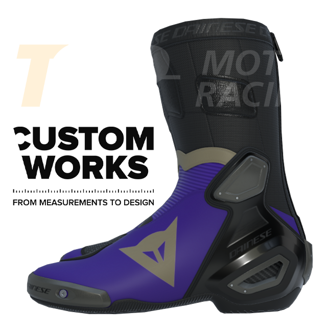Botas de motociclista de corrida e estrada Dainese Axial 2 | Homem | Viola / Magnésio | Custom Works 