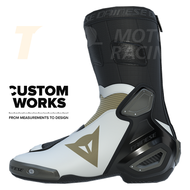 Botas de moto de corrida e estrada Dainese Axial 2 | Homem | Pérola branco / Magnésio | Custom Works 