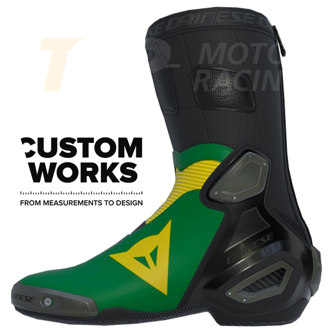 Botas de Moto Dainese Axial 2 Racing e Street | Homem | Verde Floresta / Amarelo | Custom Works 