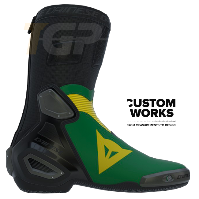 Botas de Moto Dainese Axial 2 Racing e Street | Homem | Verde Floresta / Amarelo | Custom Works 