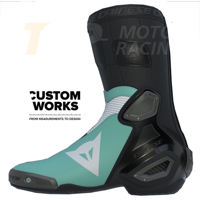 Botas de motociclo de corrida e estrada Dainese Axial 2 | Homem | Sardinia Sea Azul / Branco | Custom Works 