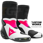 Botas de mota de corrida e estrada Dainese Axial 2 | Para homem | Fúcsia / Branco | Custom Works 