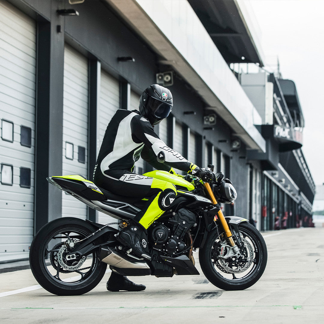 Dainese Audax D-ZIP fato de couro de uma peça – fato de corrida perfurado | Homens | Preto/Amarelo Neon 