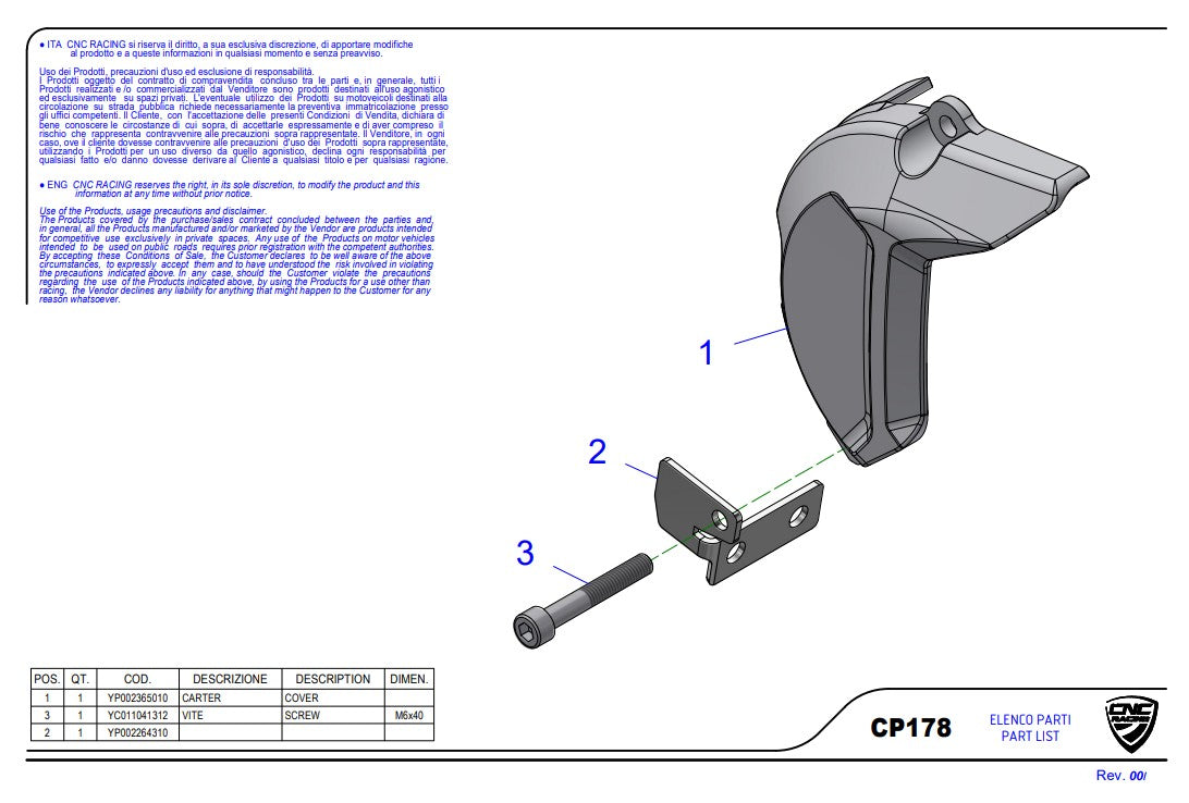 Capa de pinhão em alumínio CNC Racing Ducati Panigale V4/S/R (25-26) CP178 