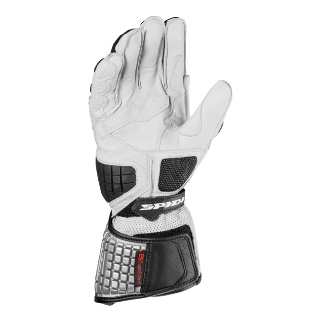 Luvas de couro de corrida Spidi Carbo Kangaroo para motocicleta | Masculino | Preto-Branco | A216011 