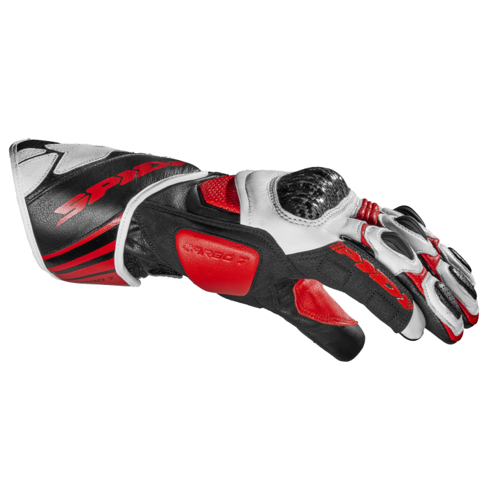 Luvas de pele Spidi Carbo 7 Racing para motocicleta | Homens | Vermelho | A210014 
