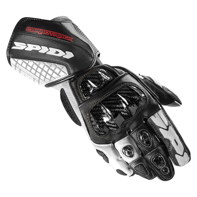 Spidi Carbo Track Evo Racing Luvas de Couro para Motocicleta | Masculino | Preto/Branco | A203011 