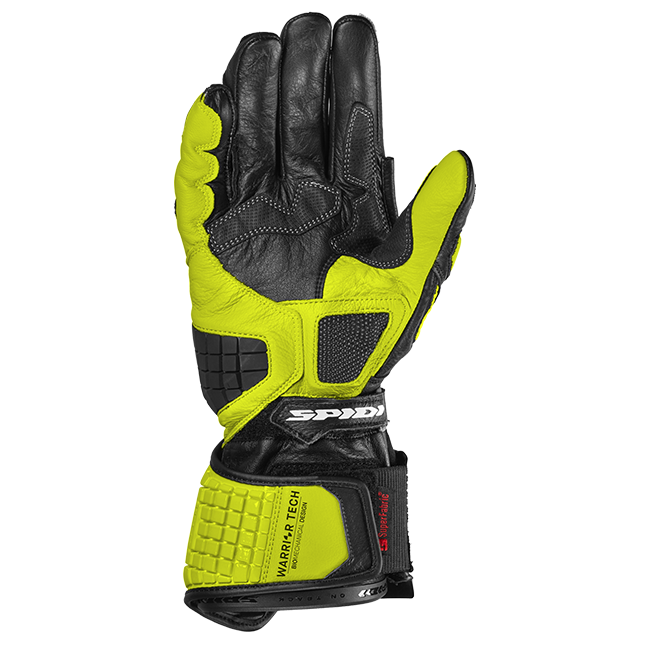 Luvas de couro de corrida Spidi Carbo Track Evo para motocicleta | Masculino | Preto/Amarelo fluorescente | A203394 
