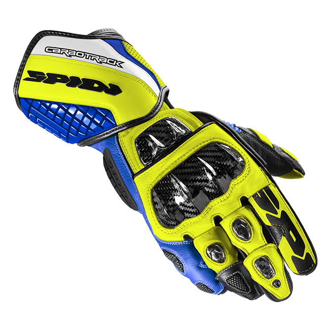 Luvas de pele de corrida Spidi Carbo Track Evo | Homens | Azul/Amarelo | A203477 