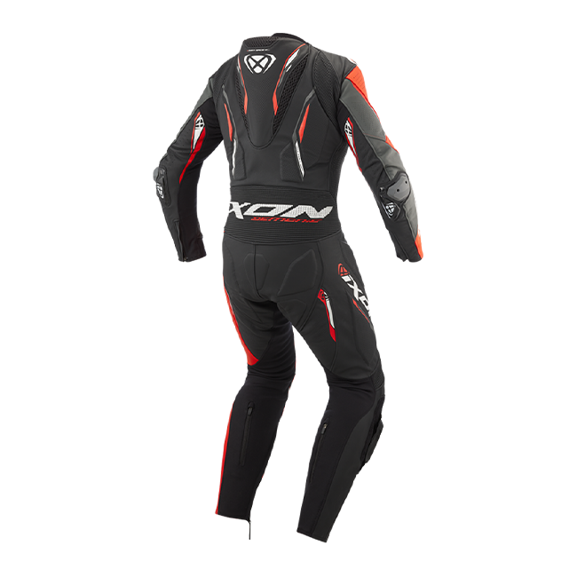 IXON Demonio macacão Macacão de couro – Fato de corrida perfurado | Homem | Vermelho/Preto/Branco 