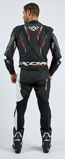 IXON Demonio macacão Macacão de couro – Fato de corrida perfurado | Homem | Vermelho/Preto/Branco 