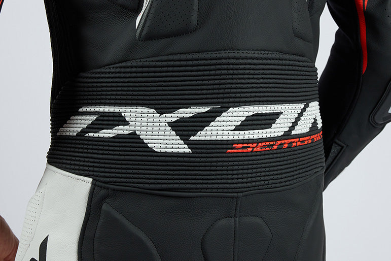 IXON Demonio macacão Macacão de couro – Fato de corrida perfurado | Homem | Preto/Branco/Vermelho 