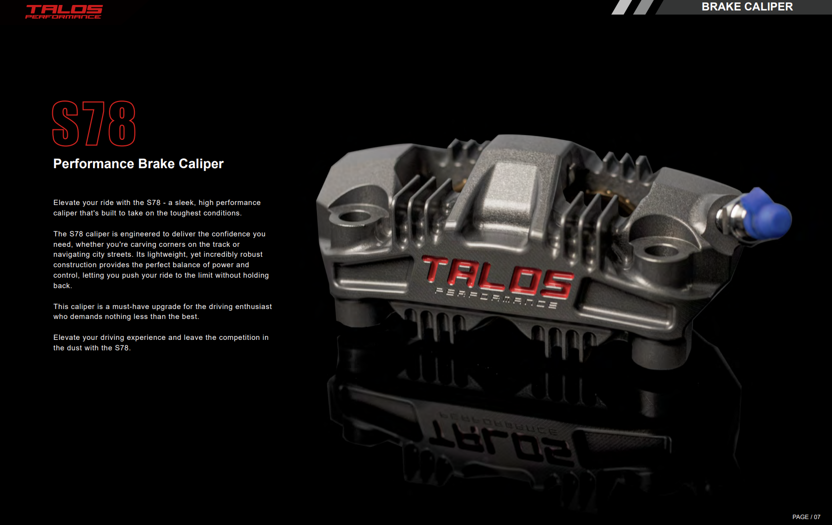 Talos S78 Monoblock P4 34/34 100mm pinça de travão dianteira esquerda | X78.100.HD.L 