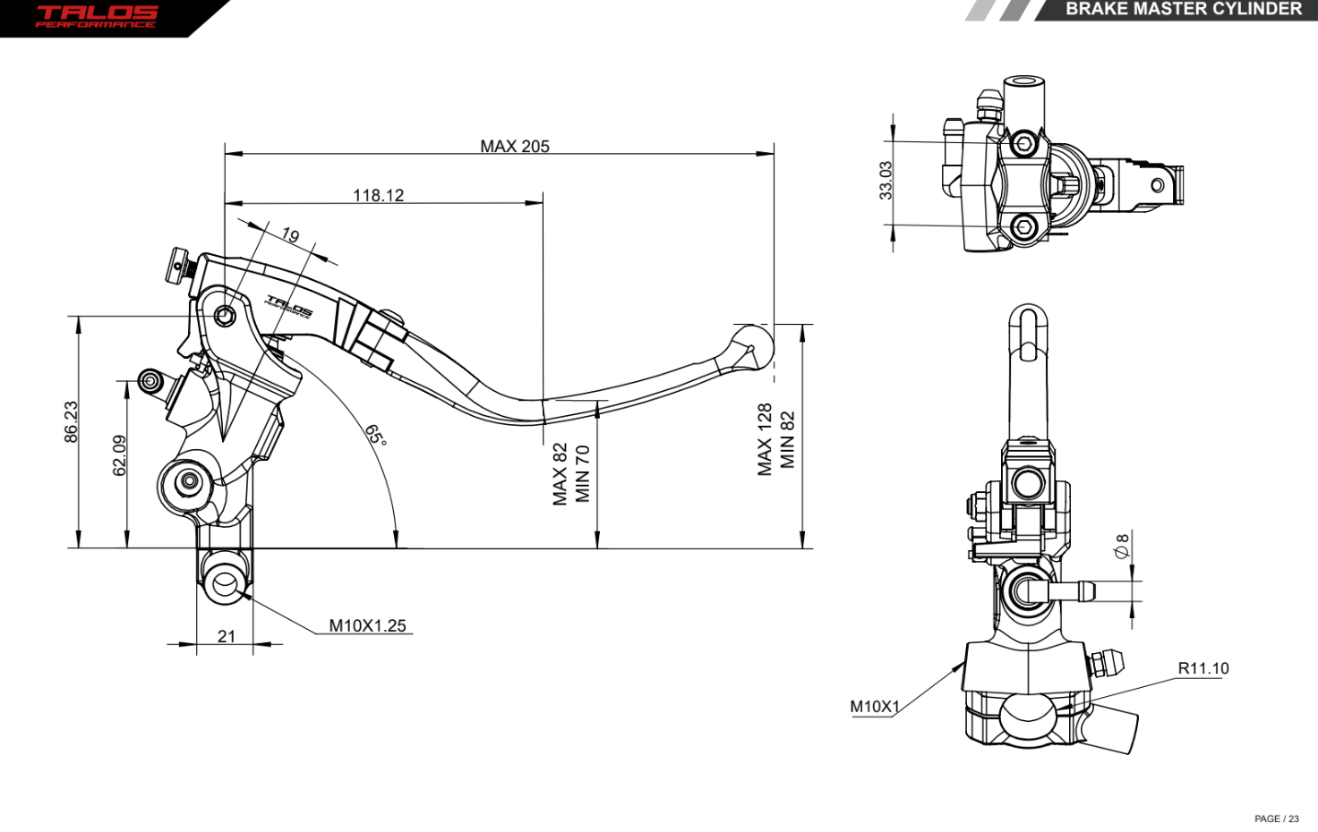 Talos CNC ST Radial Racing Bomba de Travão 16mm| ST.16 