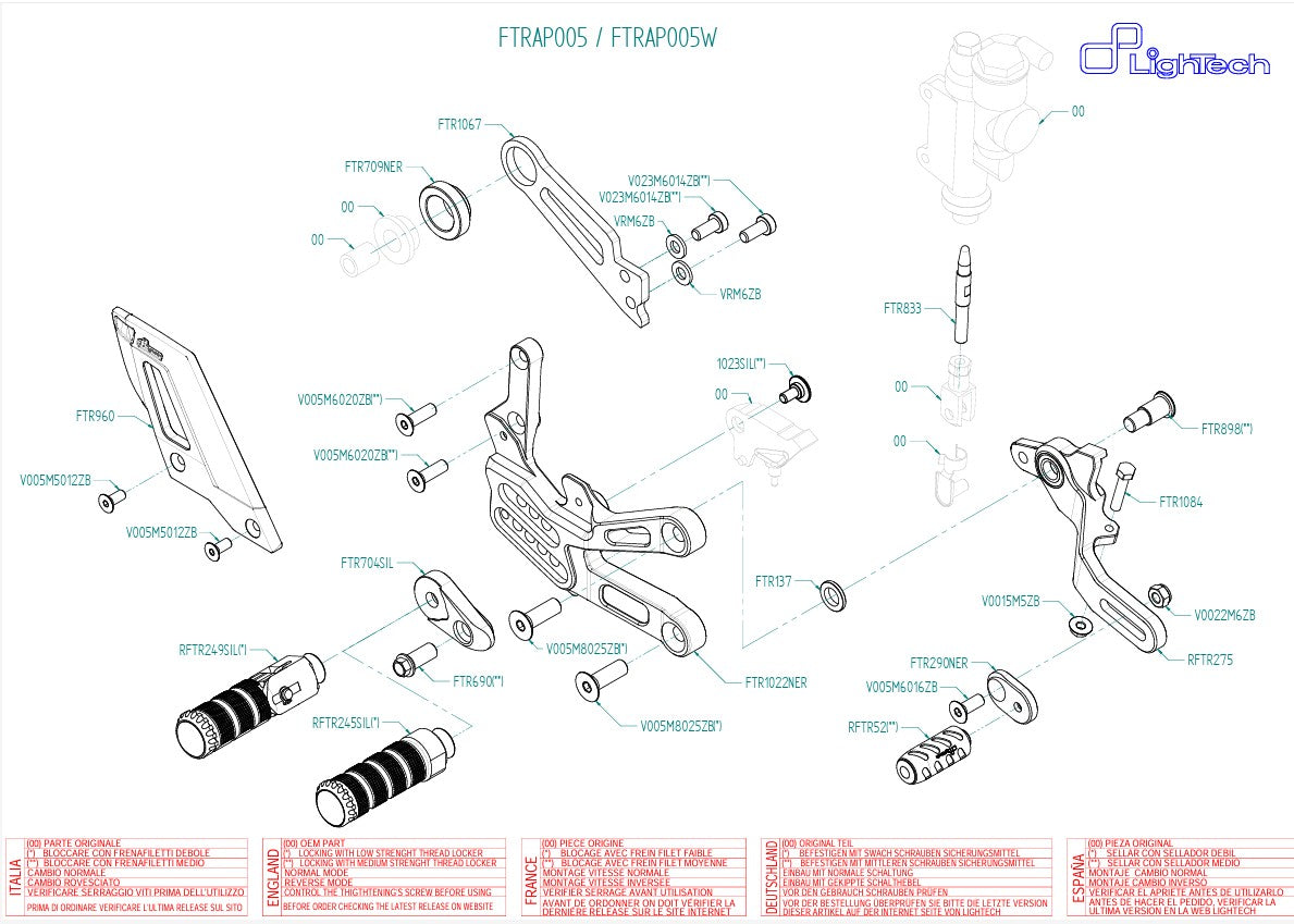 Sistema de travagem LighTech Aprilia RSV4/RF/RR/1100 Factory (17-26) FTRAP005/W 