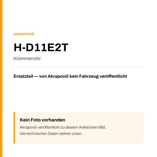Akrapovic Krümmerrohr H-D11E2T — Platzhalter, kein Herstellerfoto verfügbar