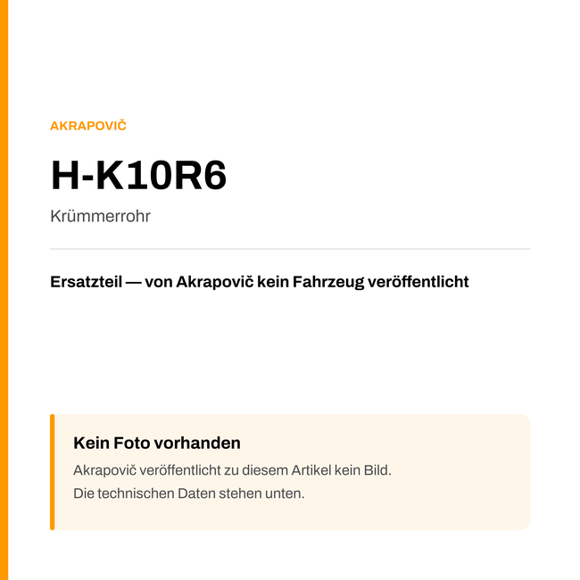 Akrapovic Krümmerrohr H-K10R6 — Platzhalter, kein Herstellerfoto verfügbar
