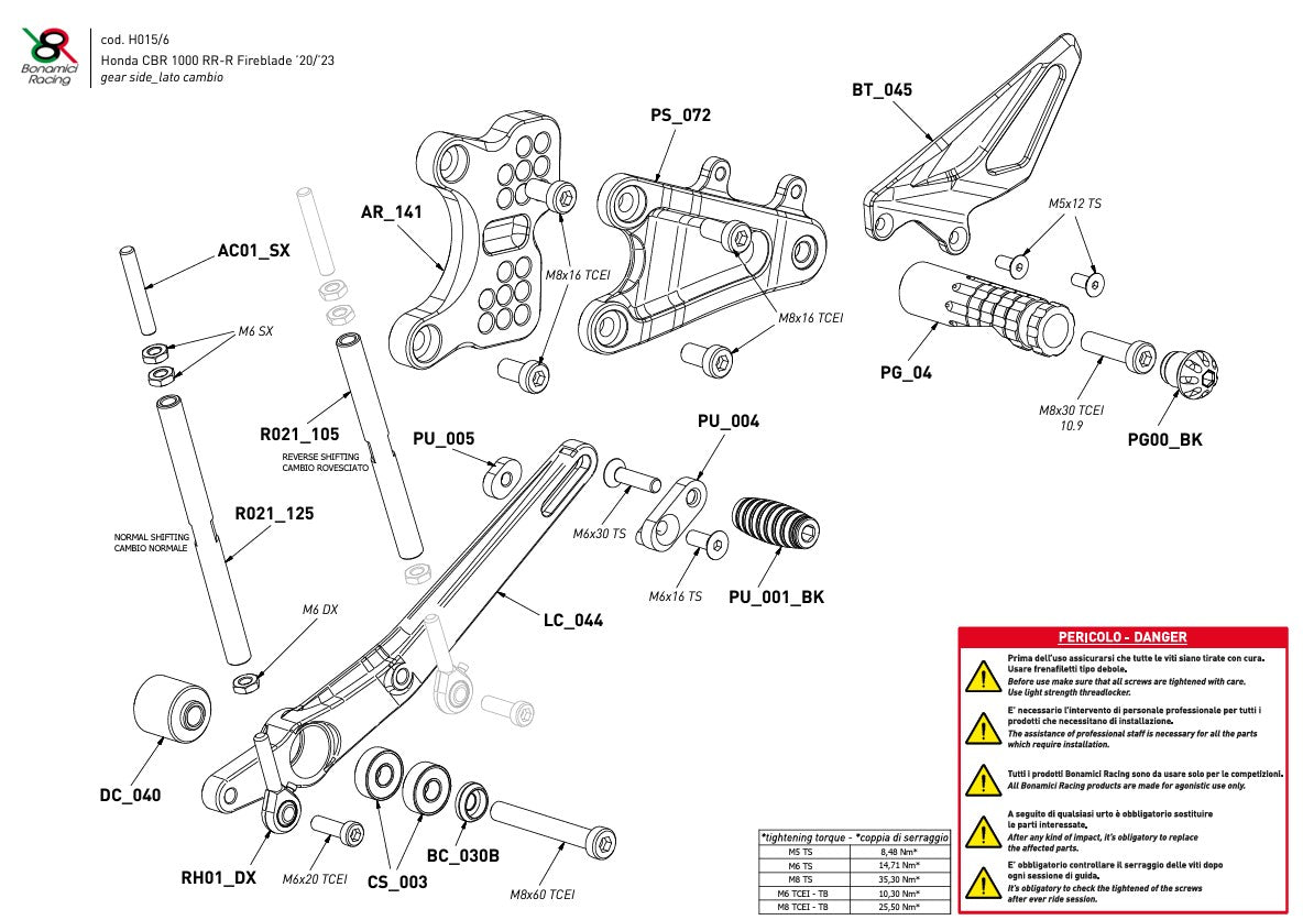 Sistema de suspensão Bonamici Racing Honda CBR 1000 RR-R SC82 (20-26) H016 