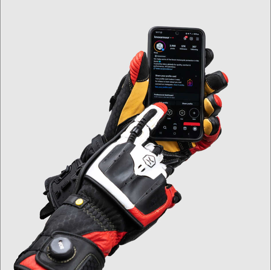 Knox Handroid MK5 luvas de corrida em couro | Homem | Vermelho | 11769404105 