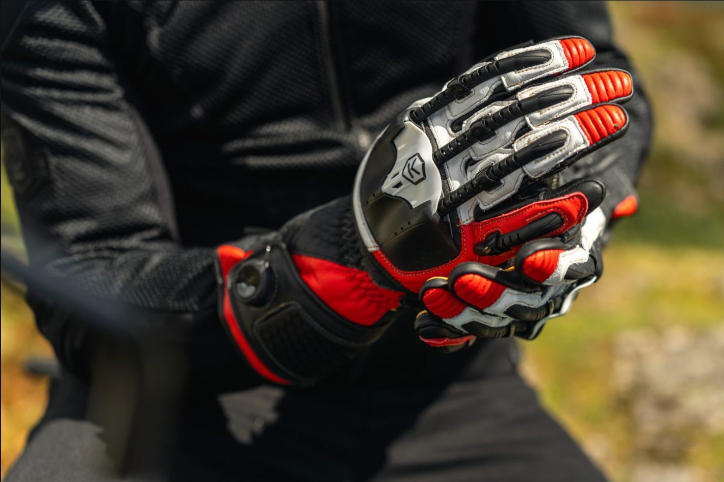 Knox Handroid MK5 luvas de corrida em couro | Homem | Vermelho | 11769404105 