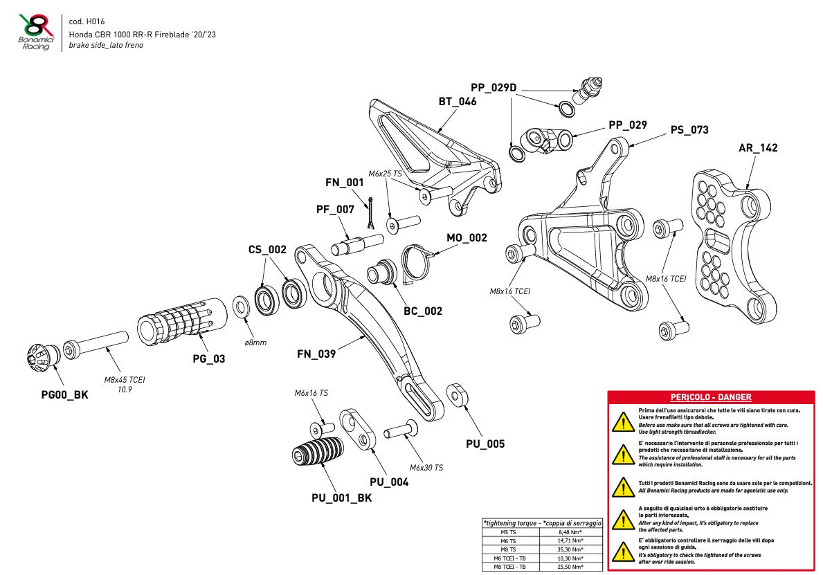 Sistema de suspensão Bonamici Racing Honda CBR 1000 RR-R SC82 (20-26) H016 