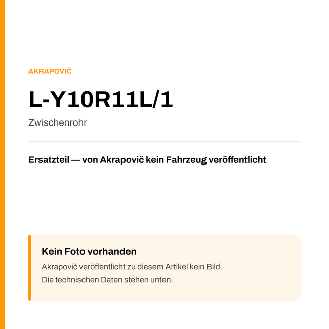 Akrapovic Zwischenrohr L-Y10R11L/1 — Platzhalter, kein Herstellerfoto verfügbar