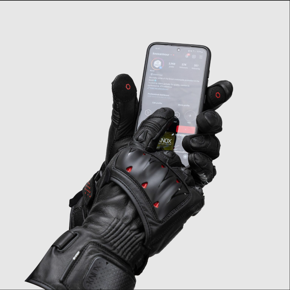 Knox Oulton MK2 Sport Lederhandschuhe | Herren | Schwarz/Rot | 1011352110030