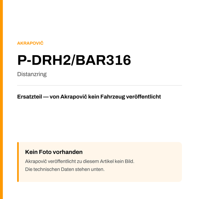 Akrapovic Distanzring P-DRH2/BAR316 — Platzhalter, kein Herstellerfoto verfügbar