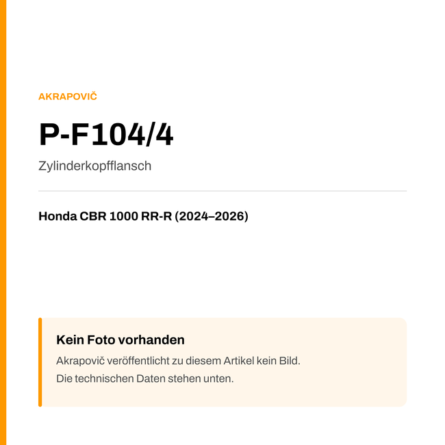 Akrapovic Zylinderkopfflansch Honda CBR 1000 RR-R (24-26) P-F104/4 — Platzhalter, kein Herstellerfoto verfügbar