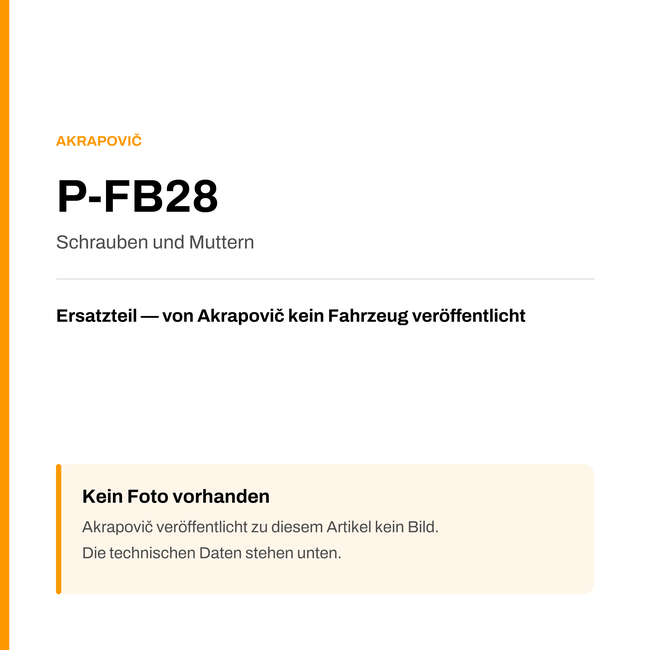 Akrapovic Schrauben und Muttern P-FB28 — Platzhalter, kein Herstellerfoto verfügbar