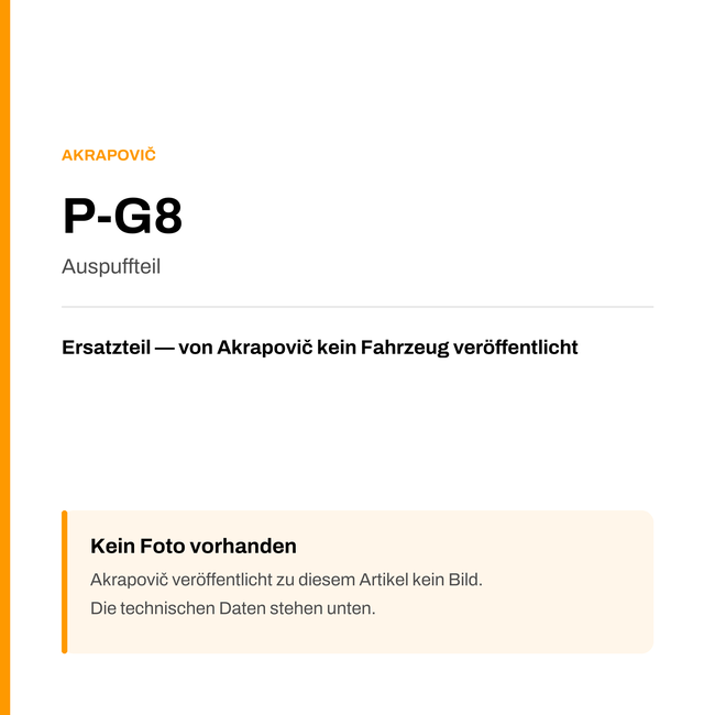 Akrapovic Auspuffteil P-G8 — Platzhalter, kein Herstellerfoto verfügbar