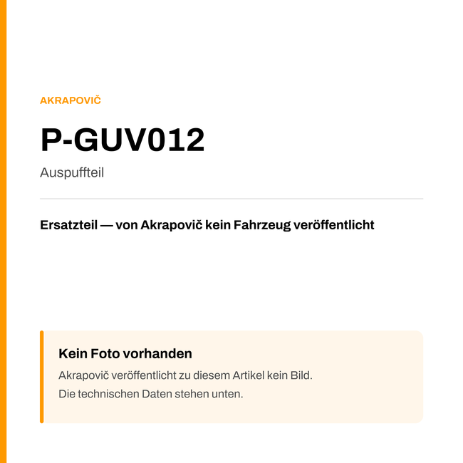 Akrapovic Auspuffteil P-GUV012 — Platzhalter, kein Herstellerfoto verfügbar