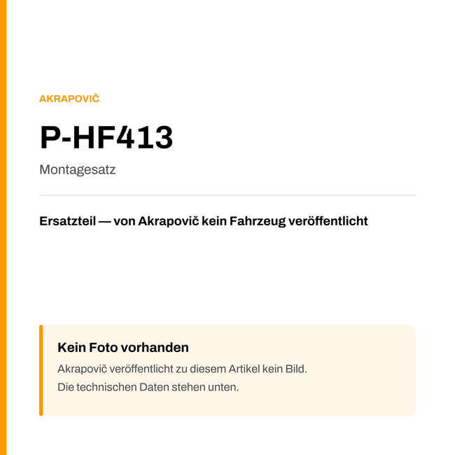 Akrapovic Montagesatz P-HF413 — Platzhalter, kein Herstellerfoto verfügbar